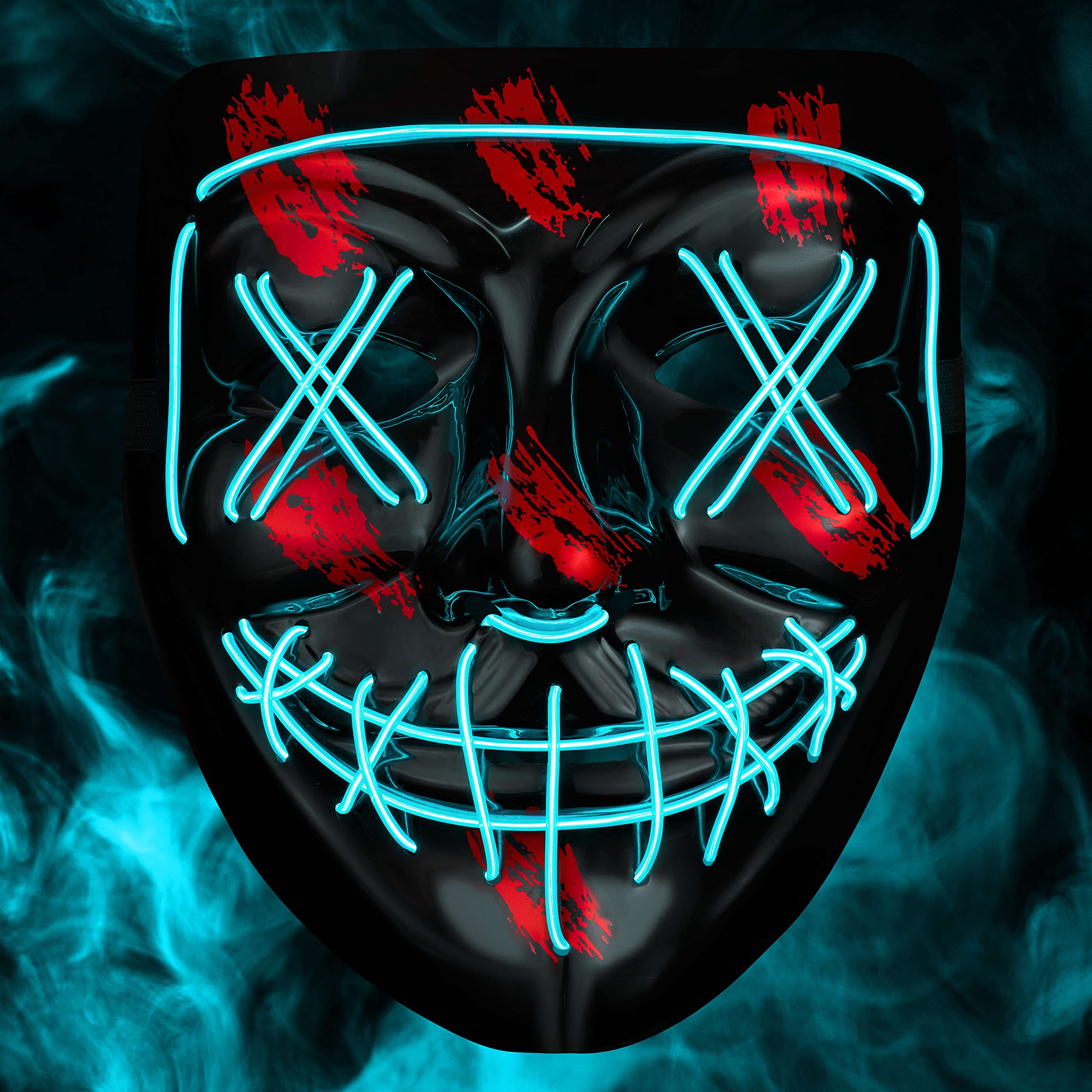 Balinco LED mask with 3 light modes - perfect for techno DJ, Turquoise