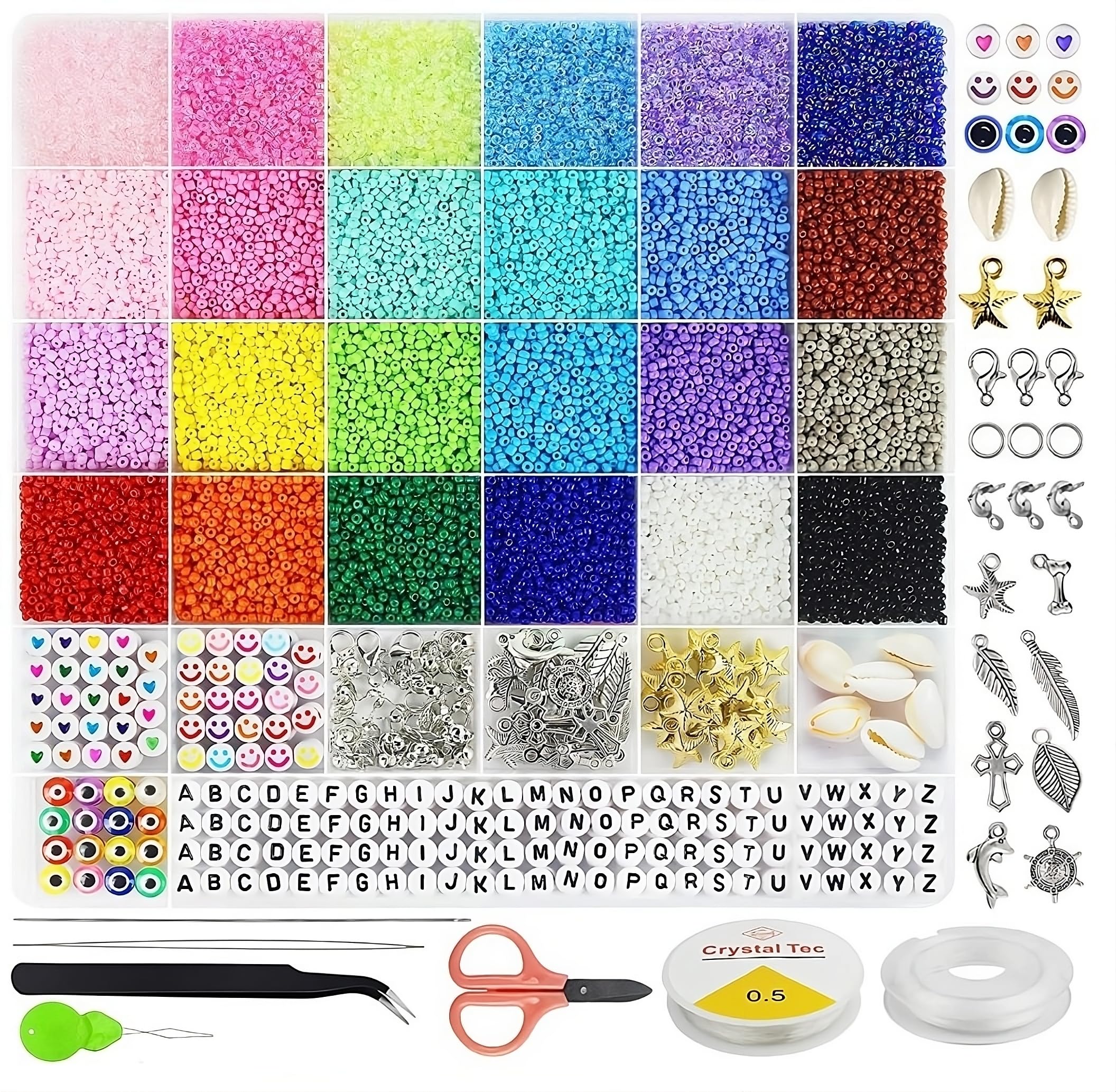 16800 cuentas para pulseras, 24 colores, 2 mm, juego de perlas para hacer joyas para Navidad, vacaciones, cumpleaños, fiestas, recompensas, pulseras (2 mm-24 colores)