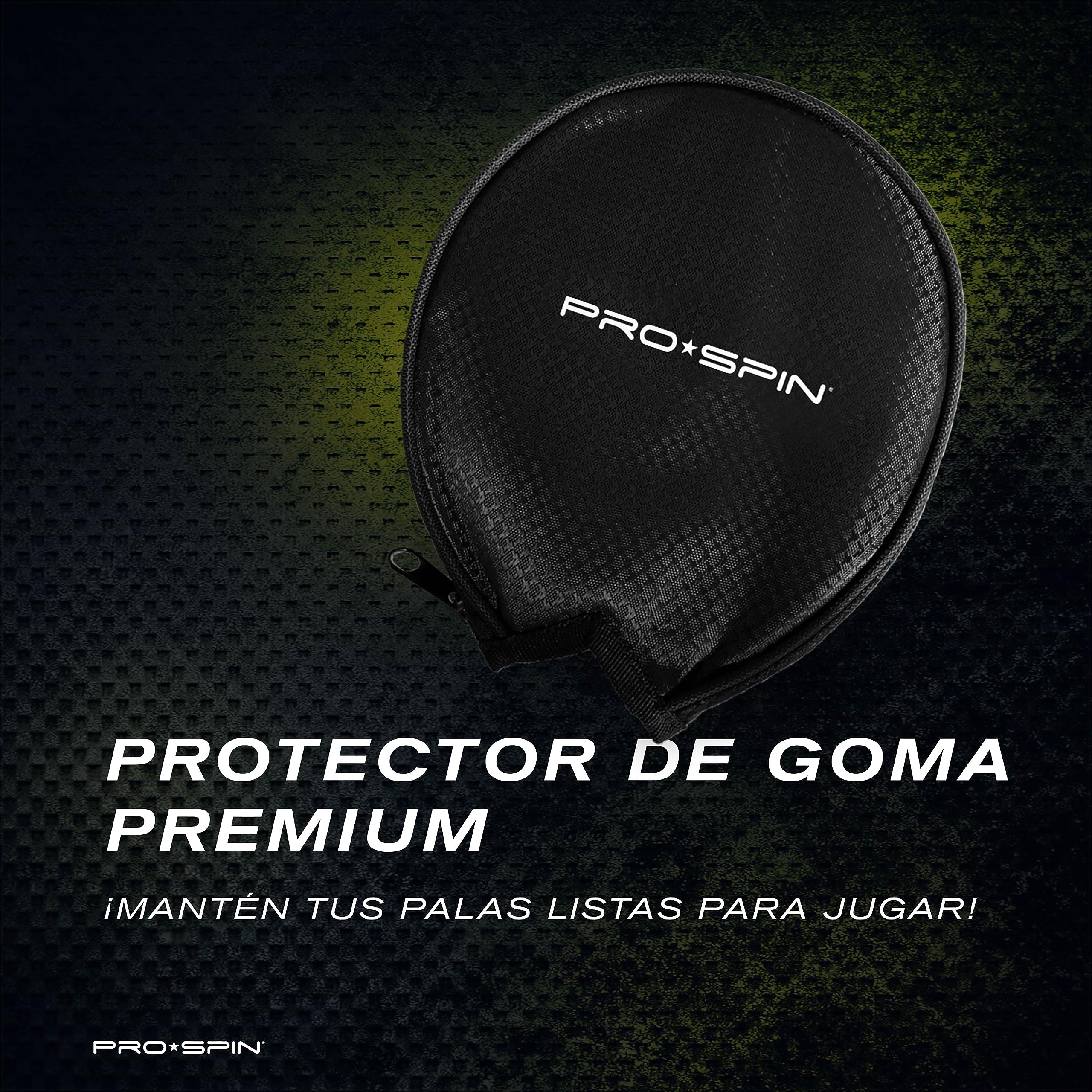 PRO-SPIN Palas de Ping Pong Homologada ITTF Fibra de Carbono Madera 7-Ply Goma Ofensiva Esponja 2 mm