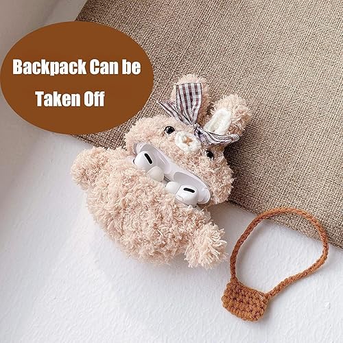 Miniatura 10 de Yatchen Funda de felpa para AirPods 1 y 2, funda de piel de dibujos animados en 3D Kawaii con gafas de sol, divertida funda para Airpods de 2