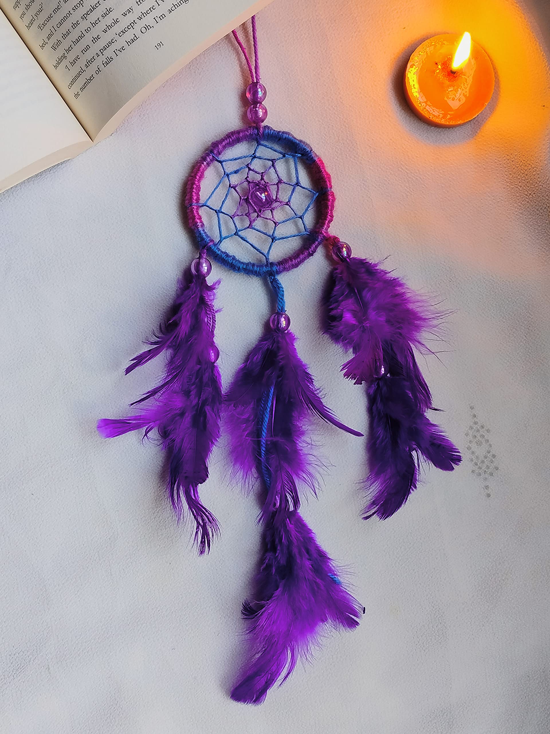 Manka Atado Handmade Dreamcatcher: Medium Size, Violet Color