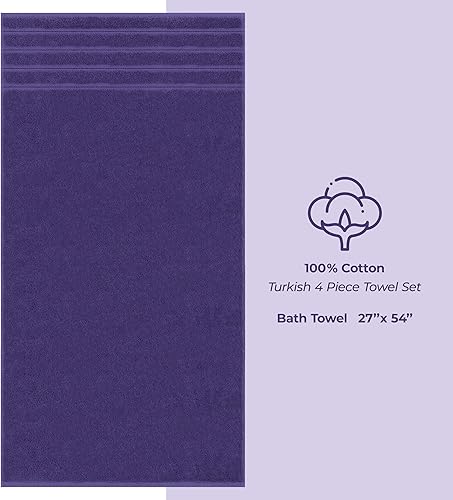 Miniatura 609 de American Soft Linen - Juego de 4 toallas de baño, 100% de algodón turco de 27 x 54 pulgadas, toallas de baño extragrandes, toallas para ducha