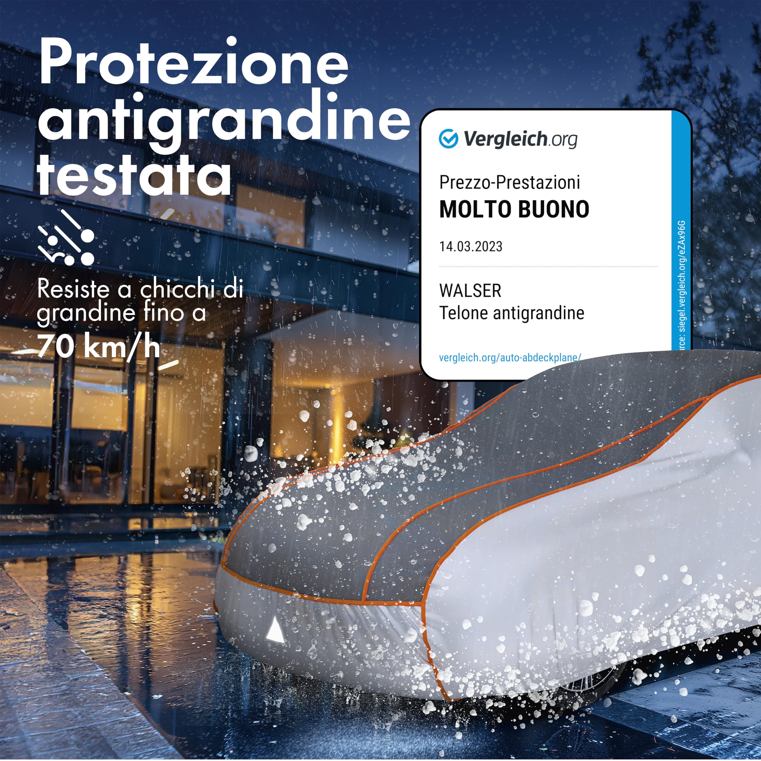 WALSER telo antigrandine per auto, Perma Protect, copertura per auto antigrandine con migliore qualità-prezzo*, telo protettivo idrorepellente, Copriauto traspirante M