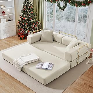 Antetek Convertible Futon Sofa Bed, 3-Seater Modern Corduroy Foam Floor ...