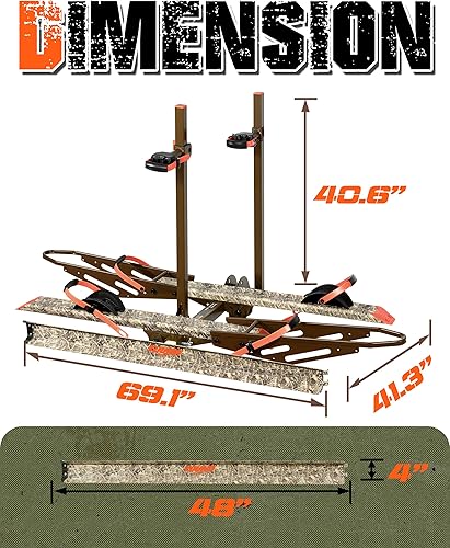 Miniatura 9 de Young Hitch - Portabicicletas para 2 bicicletas eléctricas, plataforma resistente, capacidad de 200 libras, plegable, neumático grueso, bicicleta