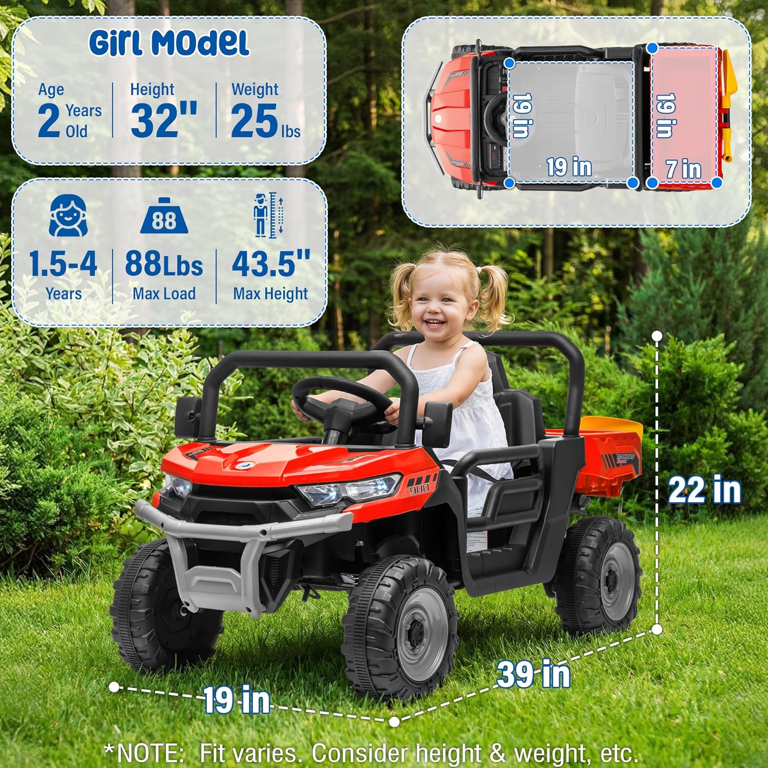 24V Ride On Dump Truck, 400W Power Ride On Toys w/Remote Control, 3 Speeds, Electric Dump Bed & Shovel, Shock Absorbers, Led Lights, Bluetooth & Gift Bow, Electric Car for Kids Toddlers, Red
