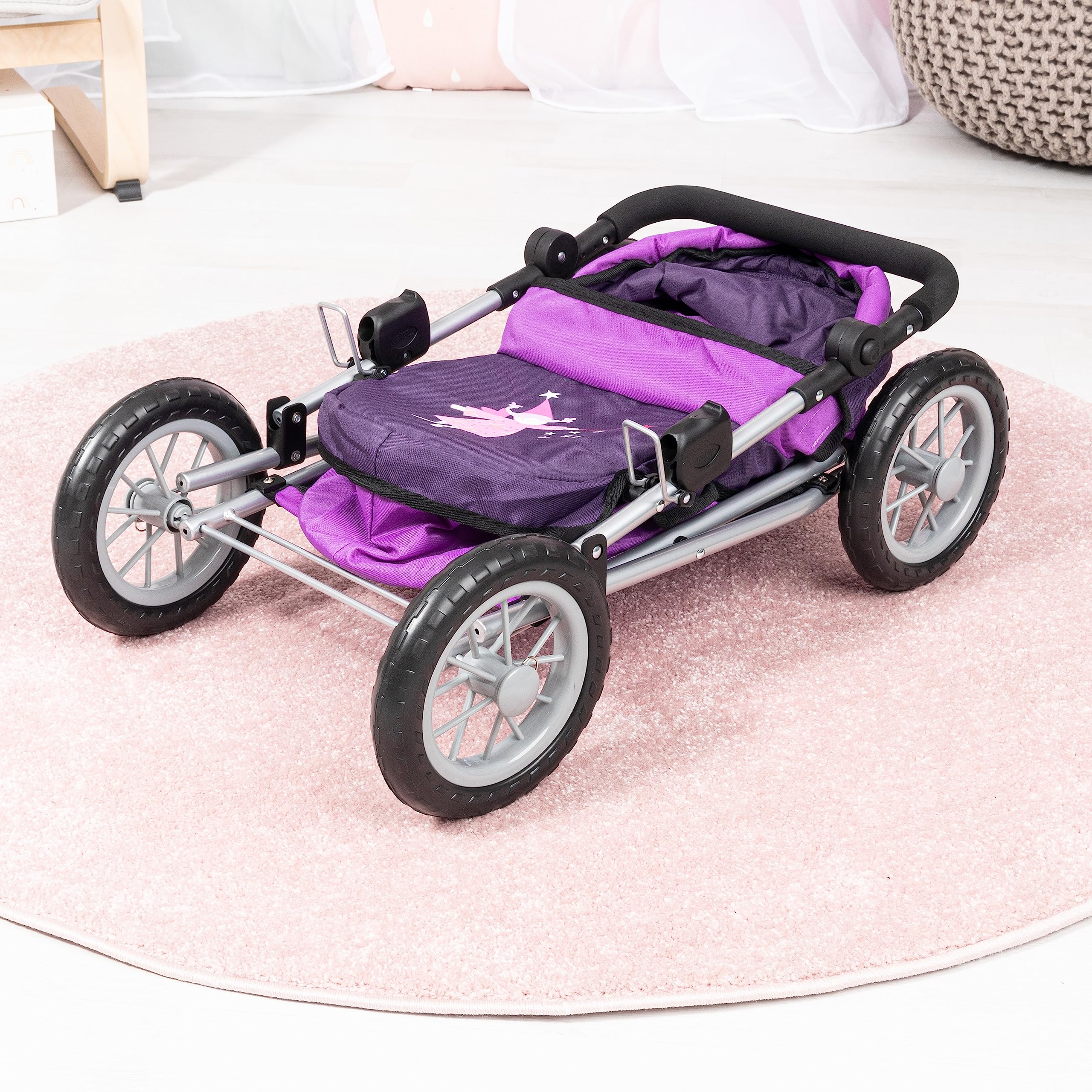 Bayer Design - Poussette Landau pour Poupée - Trendy - Réglable, pliable (67 x 41 x 67 cm) | poignée réglable en hauteur, pliable, grandes roues adaptées à tous les types de terrain, pour les enfants à partir de 3 ans