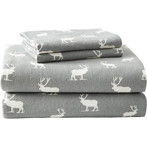 Eddie Bauer - Twin Sheets, Cotton Flannel Bedding Set, Brushed For Extra Softness, Cozy Home Decor (Elk Grove, Twin)