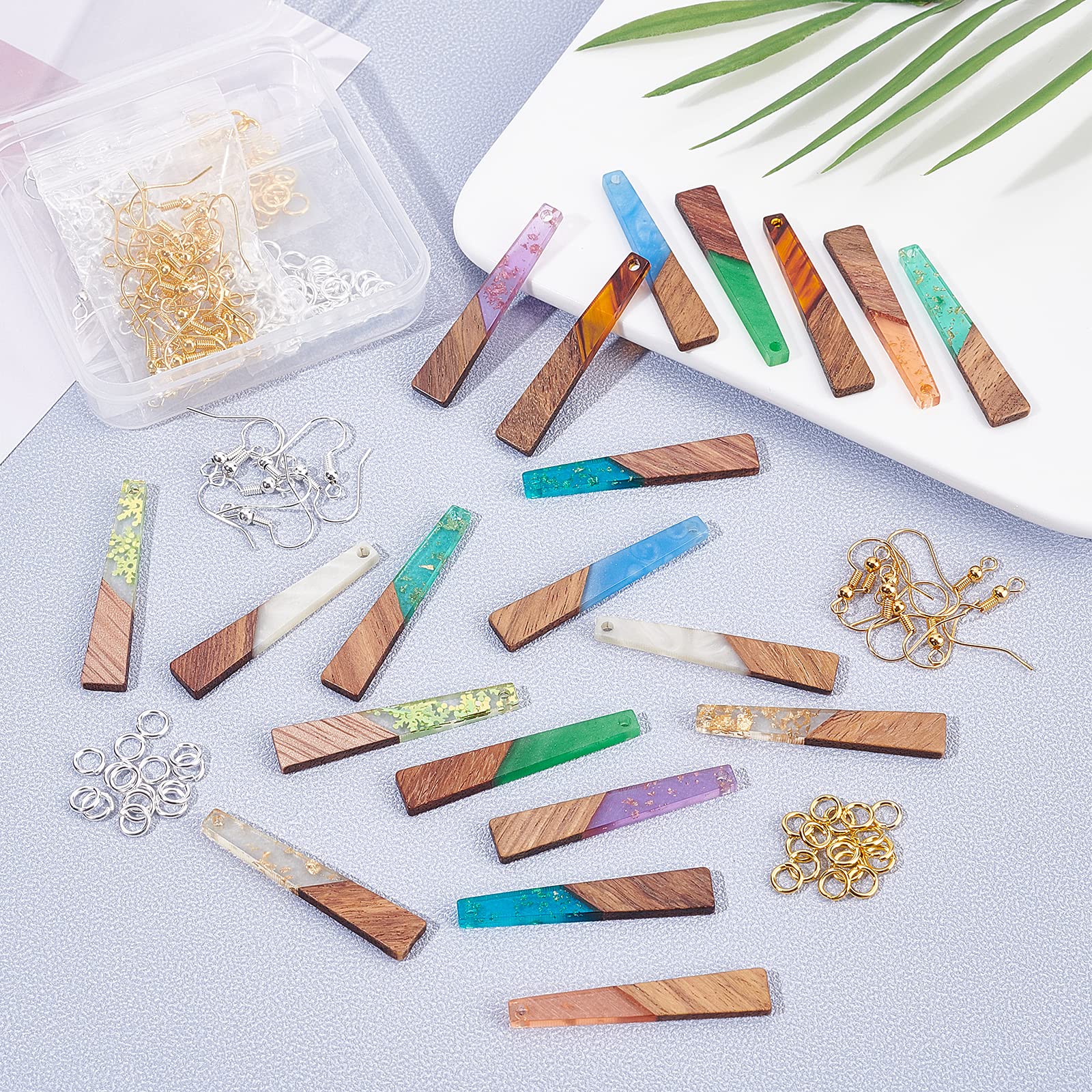 Kit Fabrication Bijoux Résine Et Bois - 200 Pièces : Pendentifs étoiles, Crochets, Anneaux, Boîte De Rangement - 7