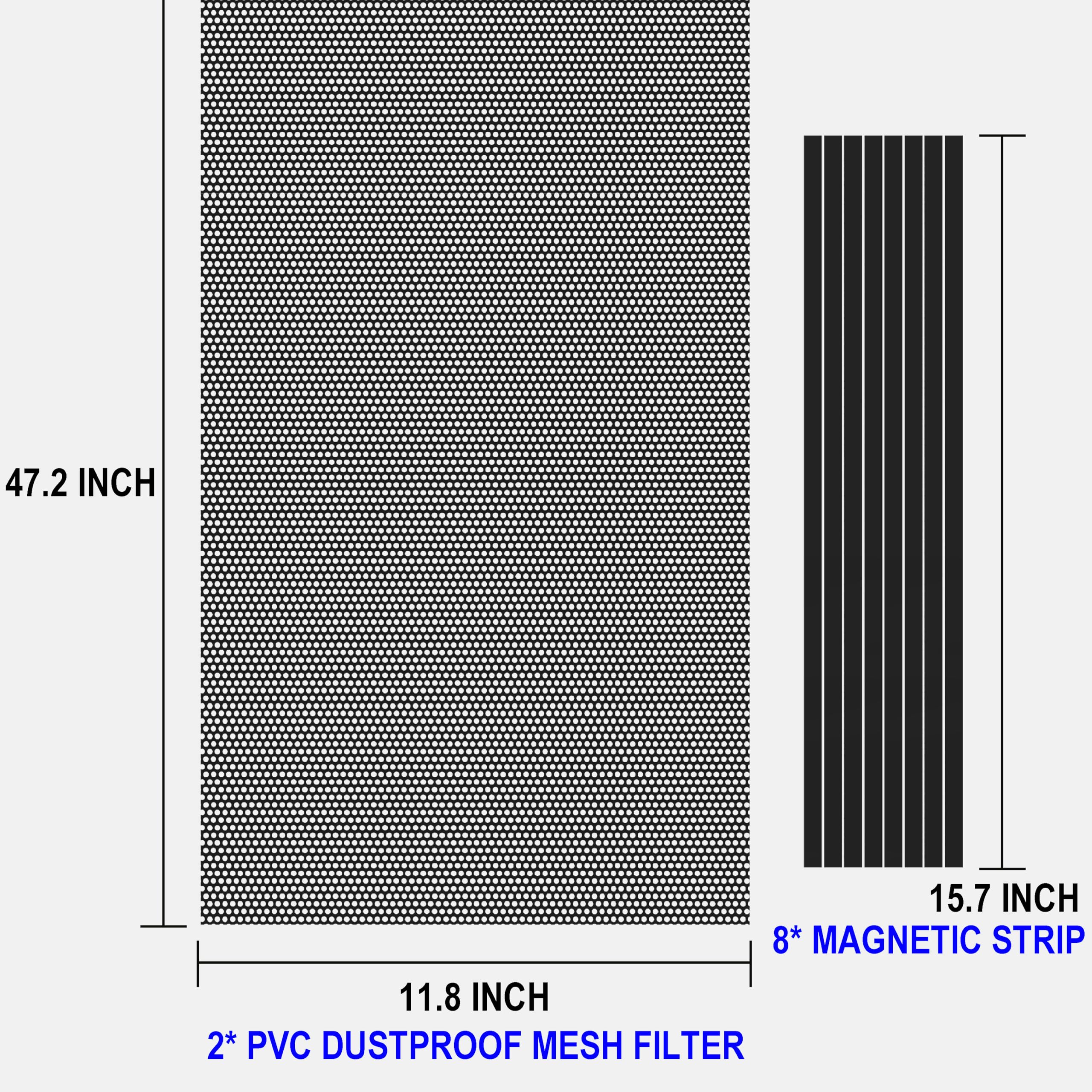 2 PCS PC Case Dust Filter Mesh - 1000x300mm Magnetic Dust Covers For Computer Fans