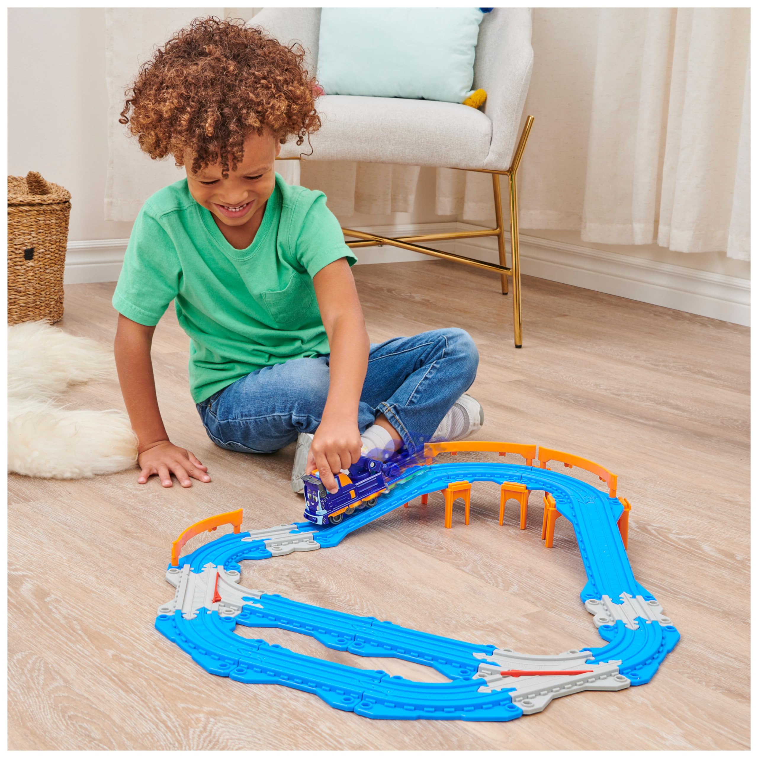Mighty Express Set da 32 Pezzi connettibili e Trenino Esclusivo di Milo, Giocattoli per Bambini 3+