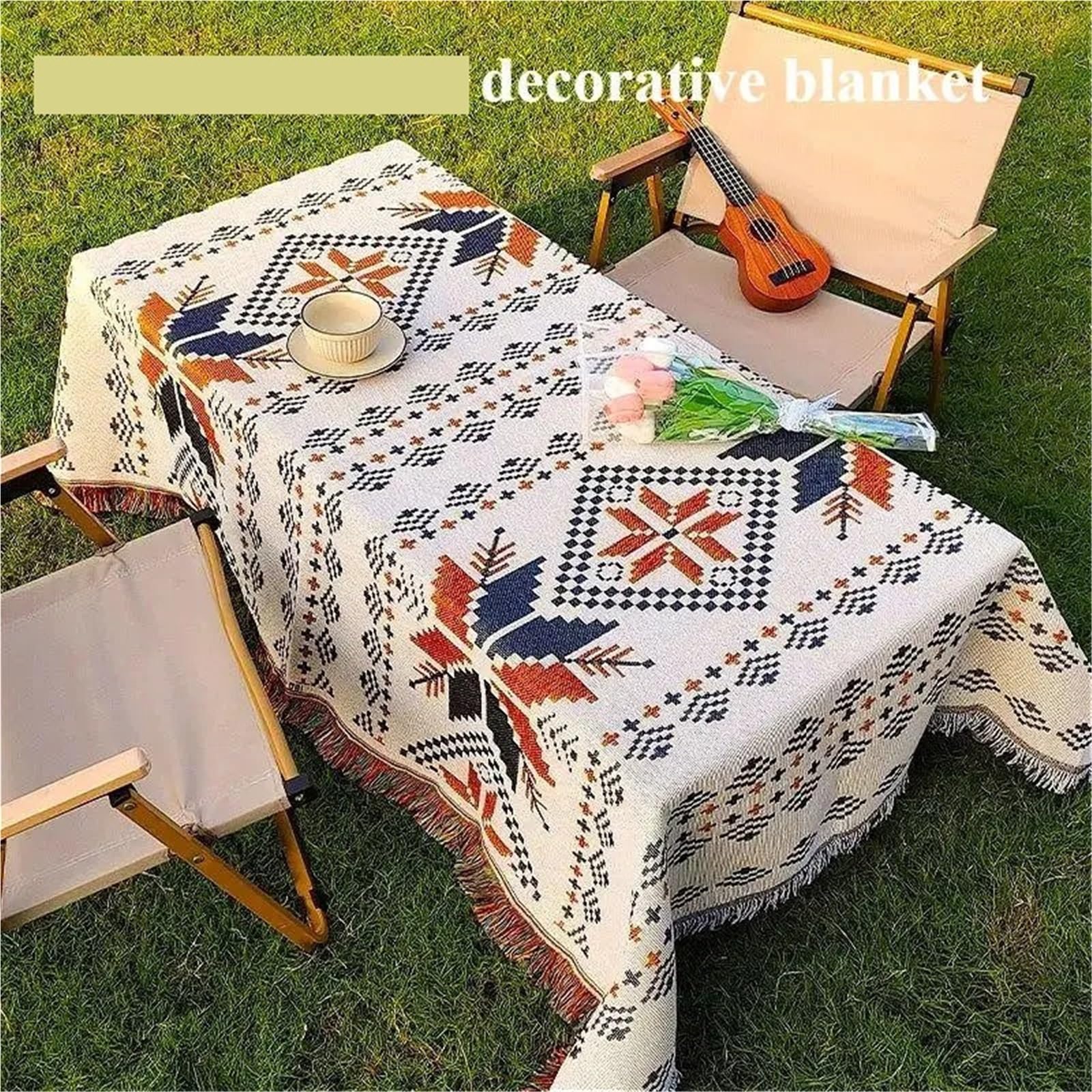 Tappeto da Campeggio all'aperto Coperta da Picnic Decorativa Tappetino da Picnic da Viaggio Materasso for Il Tempo Libero for Divano Interno per Campeggio(Red Leaf,180x260cm)