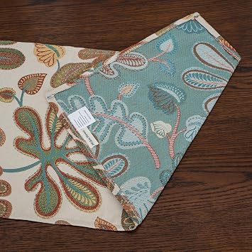 Tropical Leaf Table Runner for Home Decor 13X90 Inches Teal Brown Seasonal Dining Table Decoration for Home