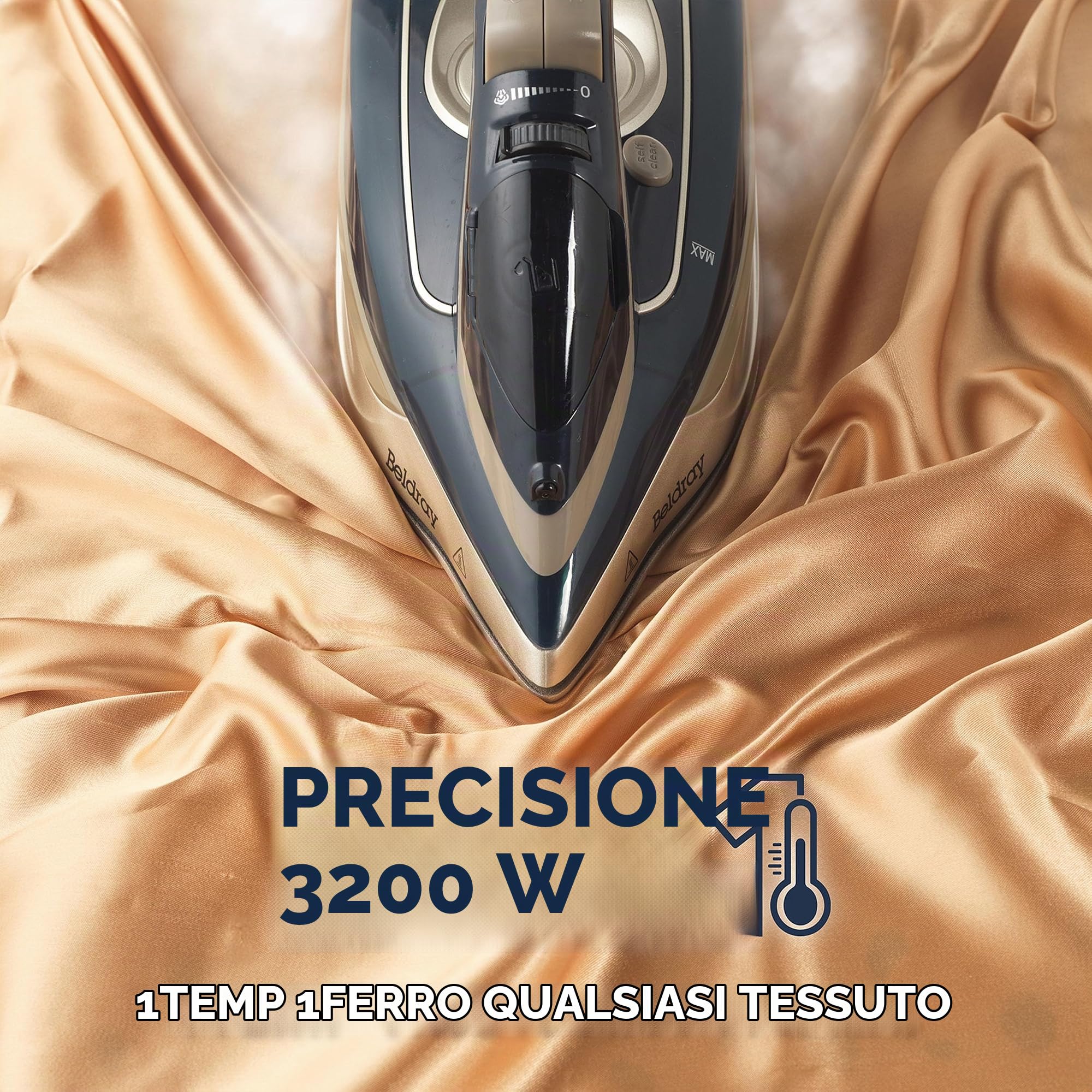Beldray BEL01847VDE Ferro da stiro a vapore a una temperatura – Controllo variabile del vapore, piastra in ceramica, temperatura singola, spegnimento automatico, serbatoio dell'acqua da 320 ml