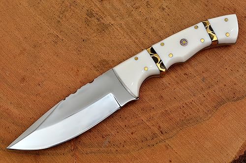 Nuevo hecho a mano 9 pulgadas hoja fija D2 Bushcraft Skinner para caza al aire libre supervivencia cuchillo con cuero cubierta espejo Poish