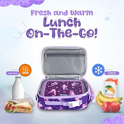 Miniatura 6 de YOLAY Lonchera con doble aislamiento para niños y niñas, duradera, espaciosa, con bolsillo con cremallera, correas ajustables y asas, bolsa Bento