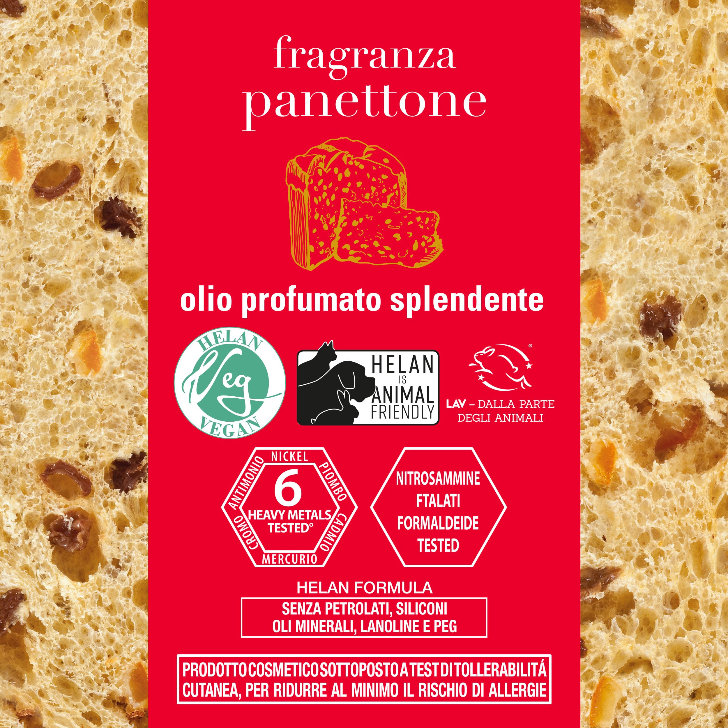 Helan Fragranza Panettone - Olio Capelli e Corpo Profumato Multiuso, Olio Secco Spray Luminoso anche Viso e Barba 100% Vegetale con Vitamina E, Mandorle Dolci, Oliva e Rosmarino, 30 ml, Made in Italy