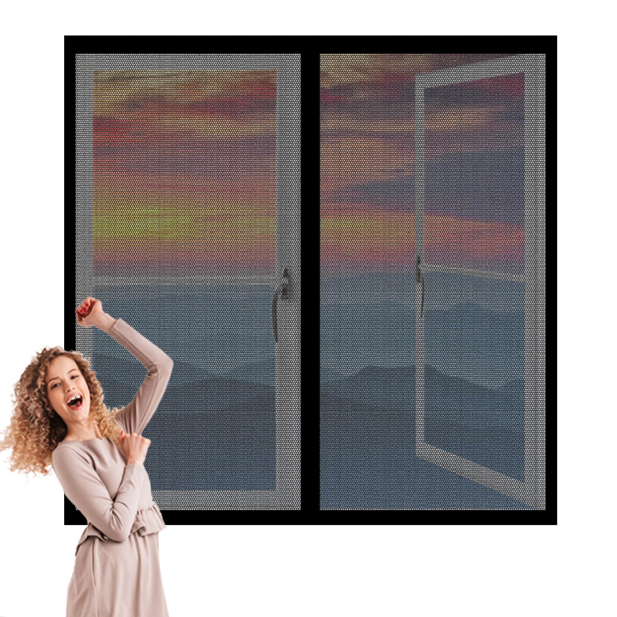 Wruijio Black Magnetic Fly Screens Windows 145 X 165 Cm With Selfadhesive Selfadhesive Window Screen Mesh Easy Installation For Home, Office, Bedroom, Living Room Kitchen,