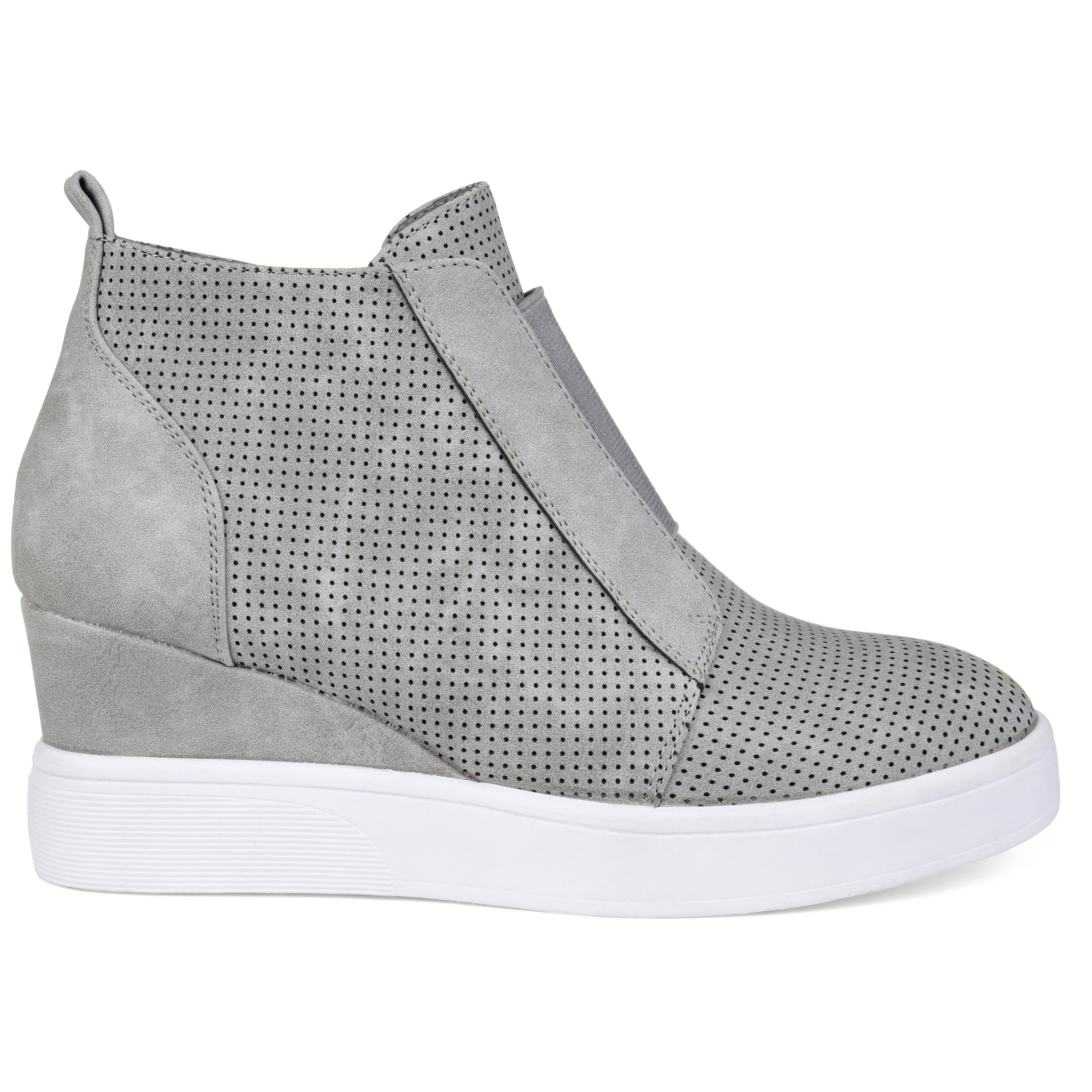 Brinley CoWomens Clayre Athleisure Laser-cut Side-zip Sneaker Wedges