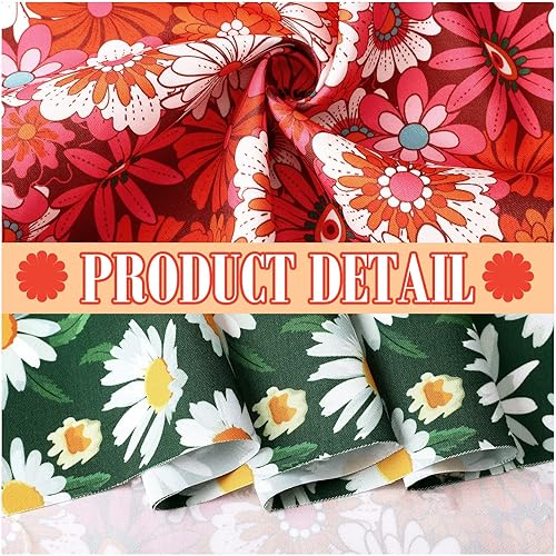 Miniatura 5 de Newwiee 12 piezas de tela de algodón floral retro vintage de 18 x 22 pulgadas, paquetes de tela con patrón de flores, material grueso para costura,