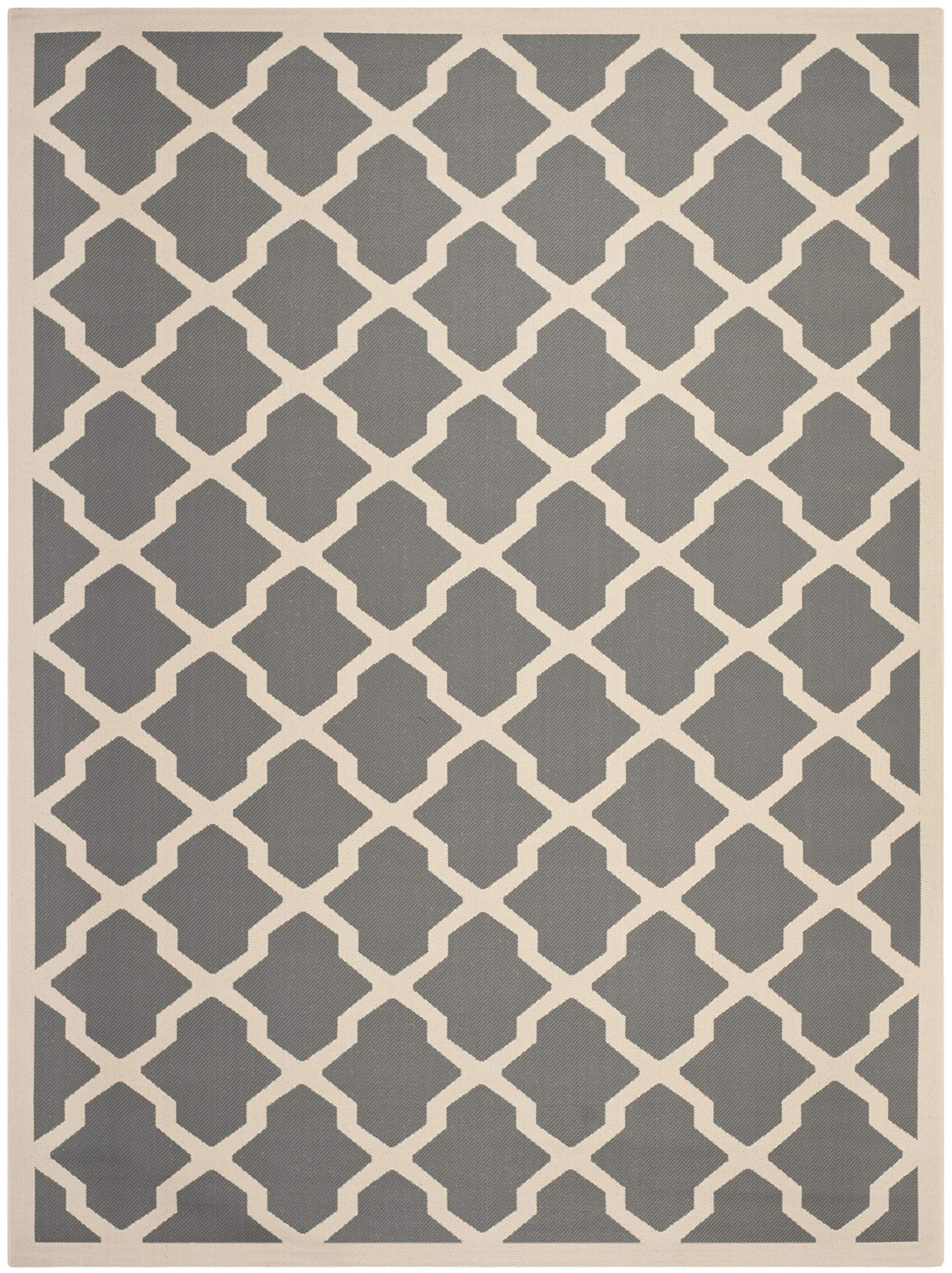 SAFAVIEH Tapis Géométrique pour - Imperméable à l'eau - Intérieur et extérieur - Courtyard Collection, Tapis à Poil Court, Anthracite et Beige, 122 X 170 cm