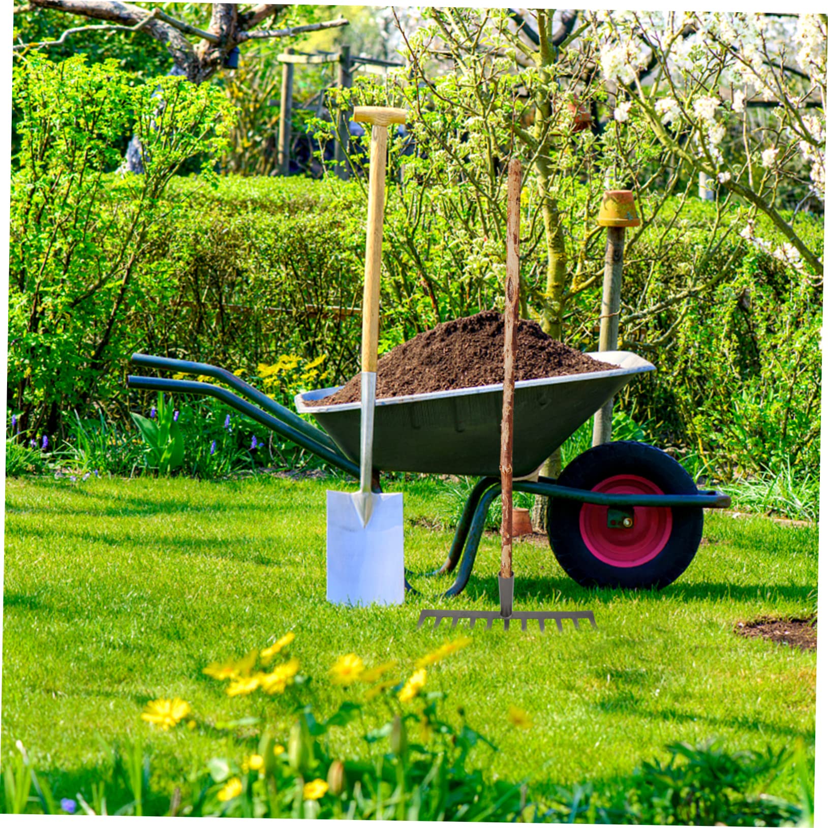 ibasenice Rastrillo Agrícola para Césped Nivelador De Césped Cabezal De Jardinería Herramienta De Alta Resistencia 1 Unidad