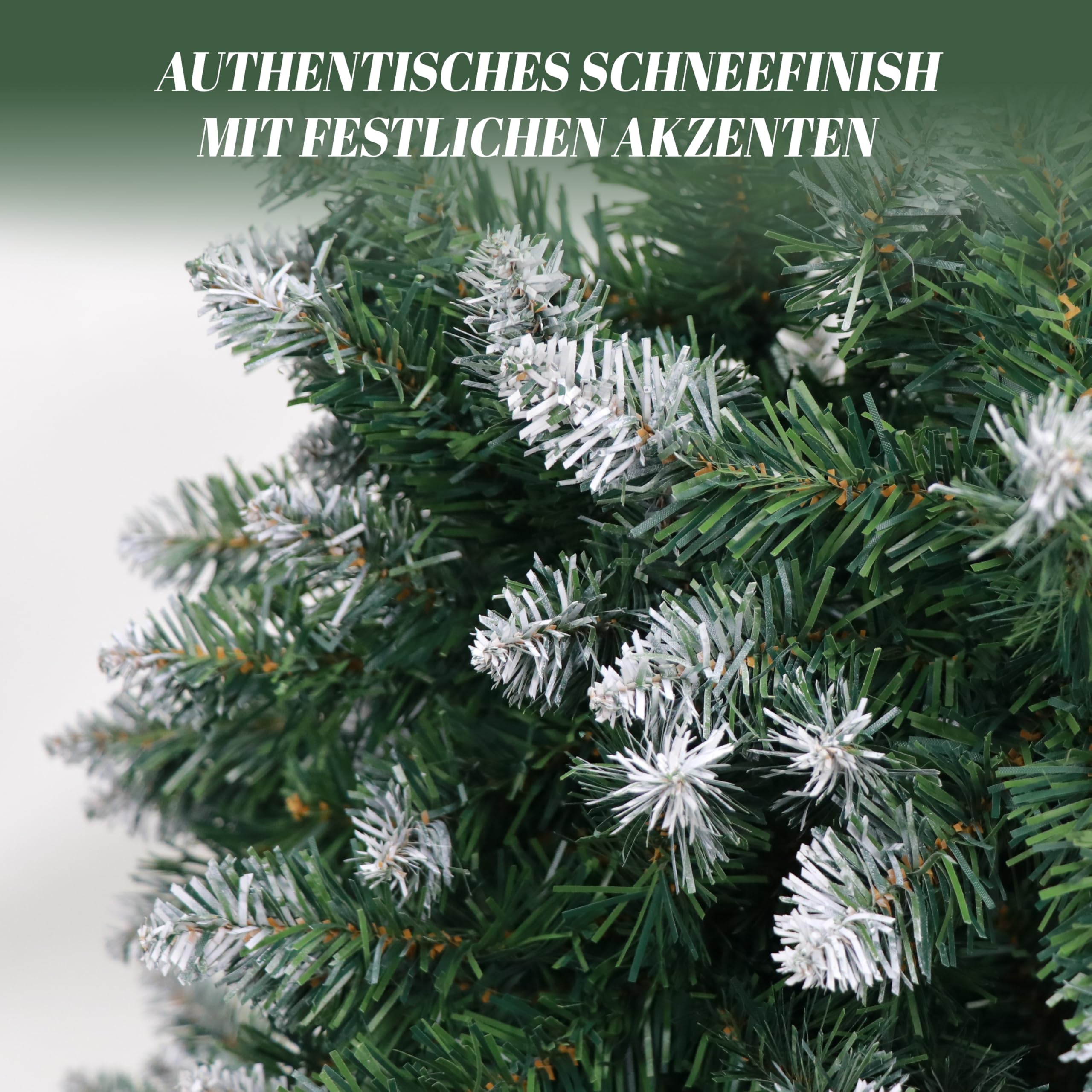 Beflockter Weihnachtsbaum 1,8 m (6 ft) – Künstlicher Schneebeflockter Tannenbaum mit 850 Spitzen, Realistischer Weiß-Grüner Look, Stabiler Metallständer, Weihnachtsdeko für Innen und Außen