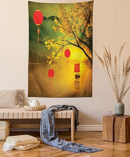 Miniatura 25 de Ambesonne Tapiz de la Torre Eiffel, tamaño Queen, imagen de la Torre Eiffel, París, Francia, coche vintage, calle, nubes oscuras, colcha colgante