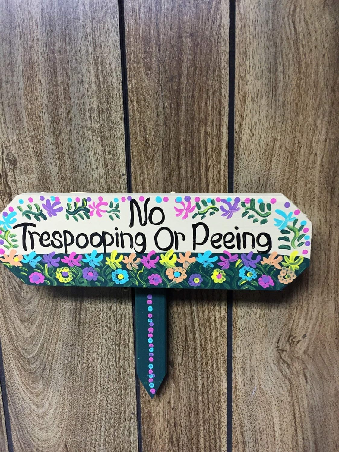 No Trespooping Or Peeing sign, yard stake