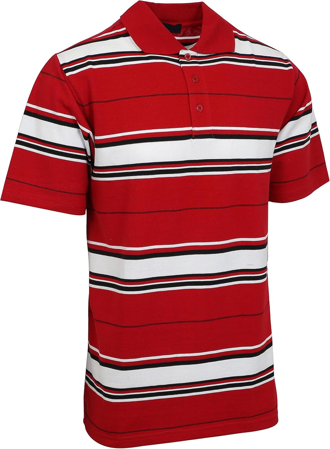 Hat and Beyond Mens Casual Striped Short Sleeves Three Button Polo T Shirts