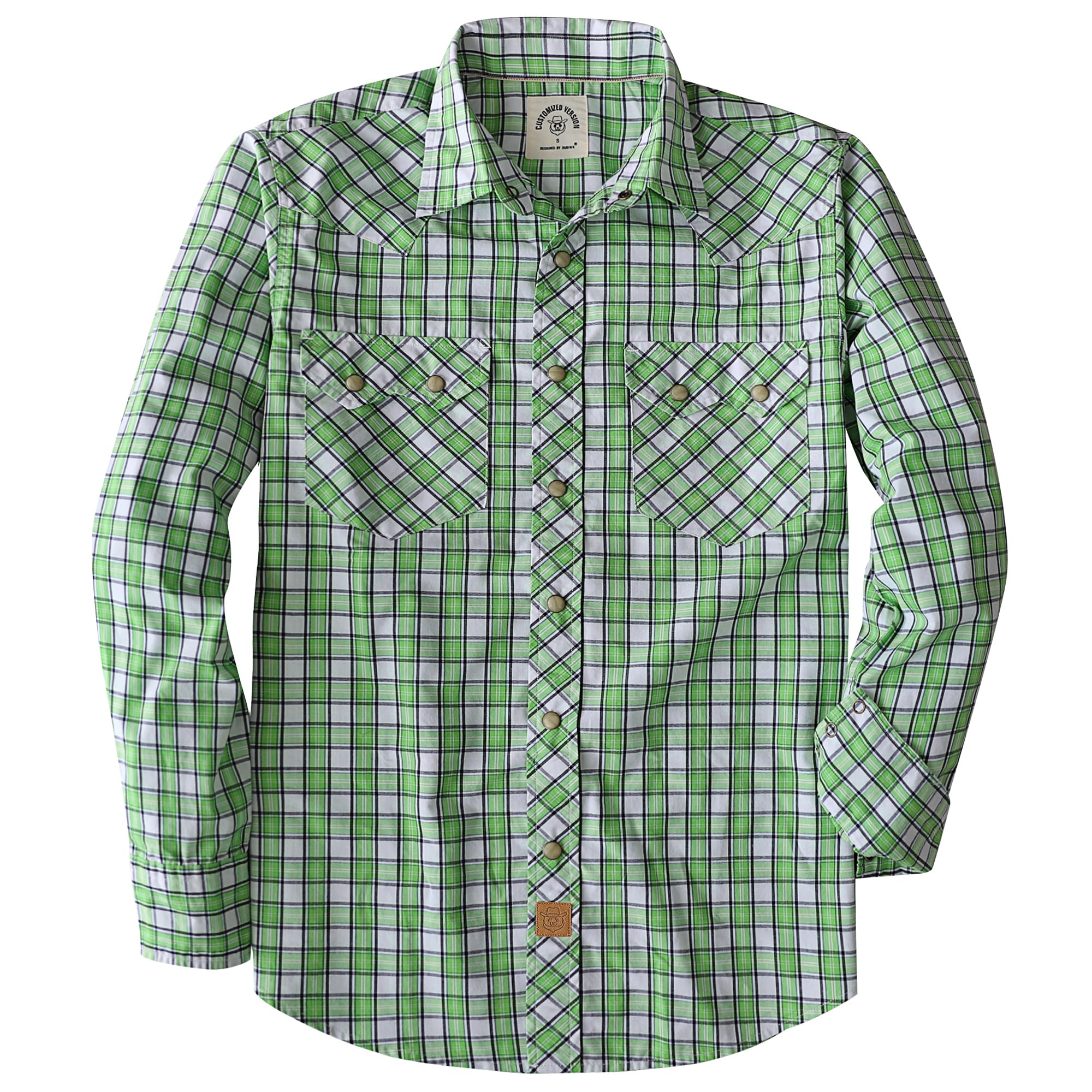 Dubinik® Freizeithemden Für Herren Westernhemd Druckknöpfen Cowboy Kariertes Baumwolle Comfort Fit Langarm Arbeitshemd