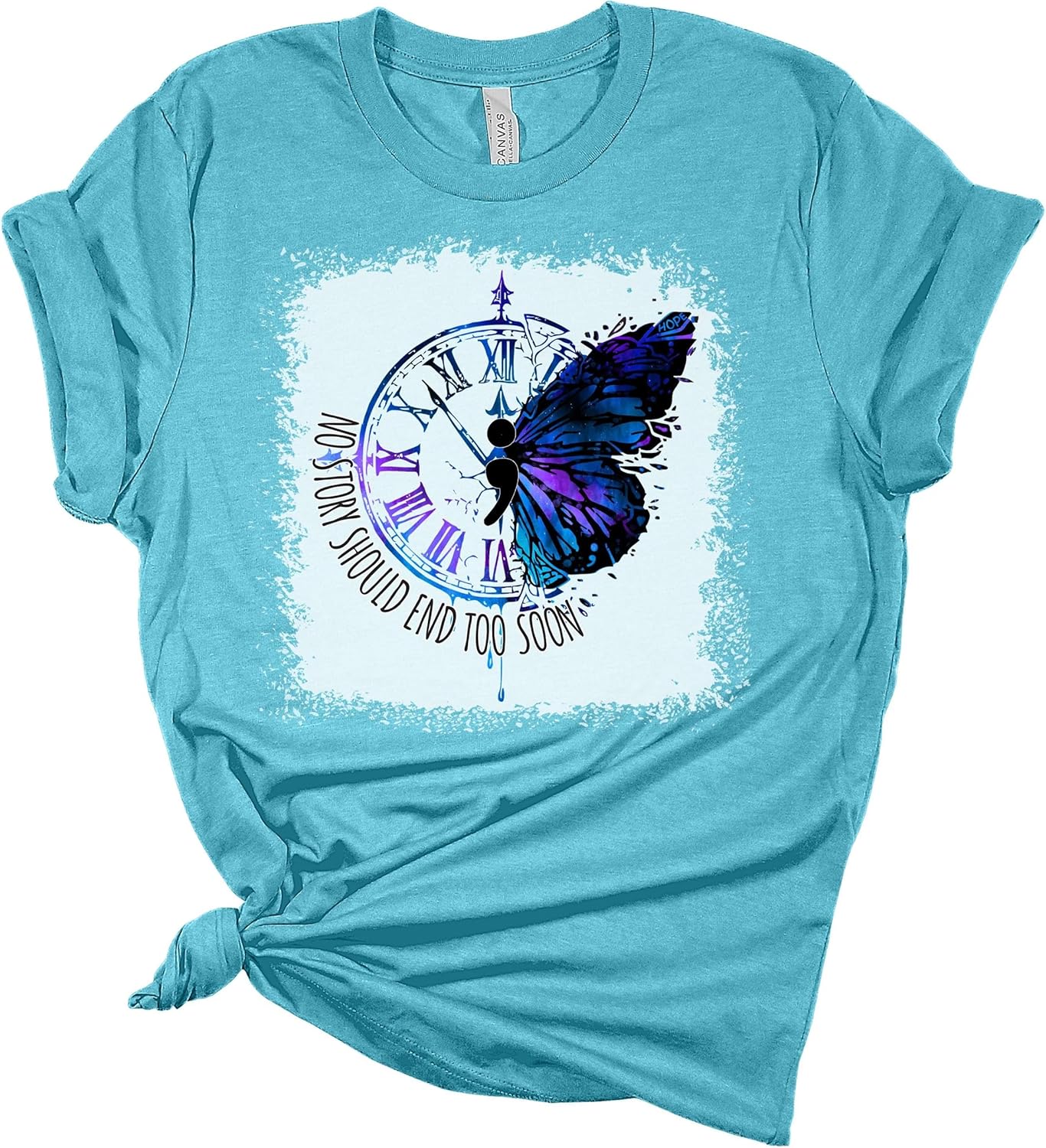 Suicide Prevention Shirt No Story Should End Mental Health Awareness Tshirt Butterfly Graphic Tees for Women