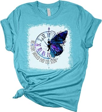 Suicide Prevention Shirt No Story Should End Mental Health Awareness Tshirt Butterfly Graphic Tees for Women