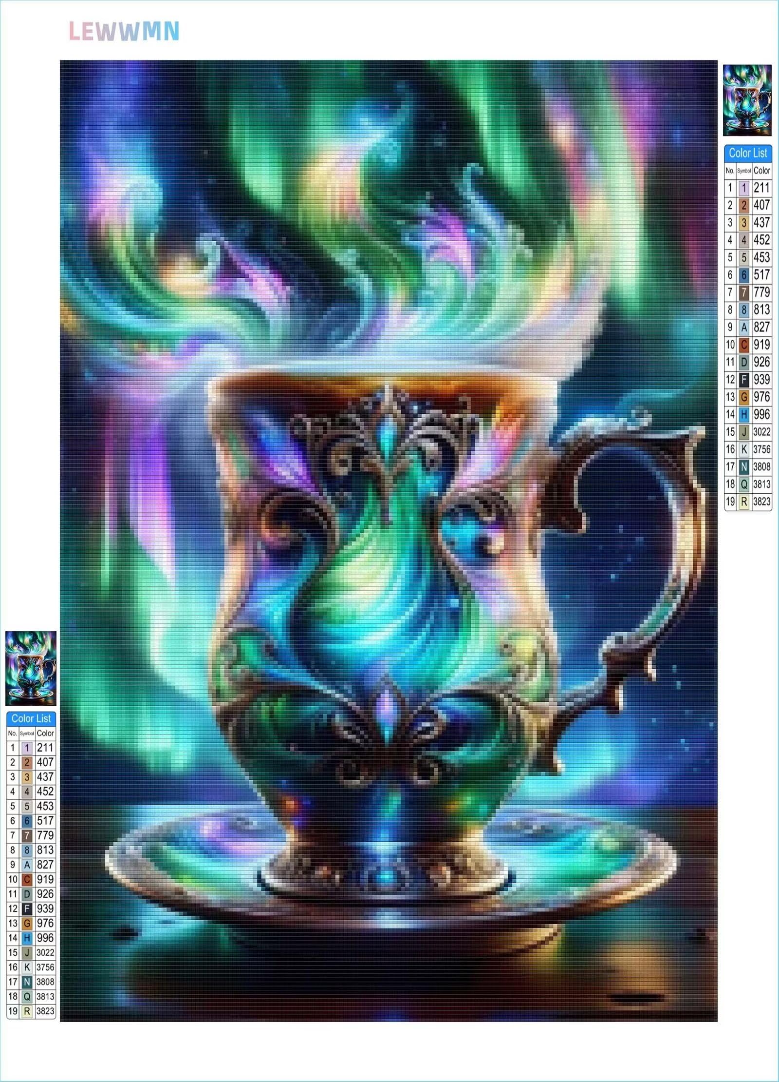 leww Diamond Painting Magic Cup Diamant Painting Bilder 5D Diamond Painting Erwachsene Diamond Painting Bilder Kinder DIY Cross Stickerei Malerei Kits Wand Dekor, Geschenke für Frauen, 90x130cm
