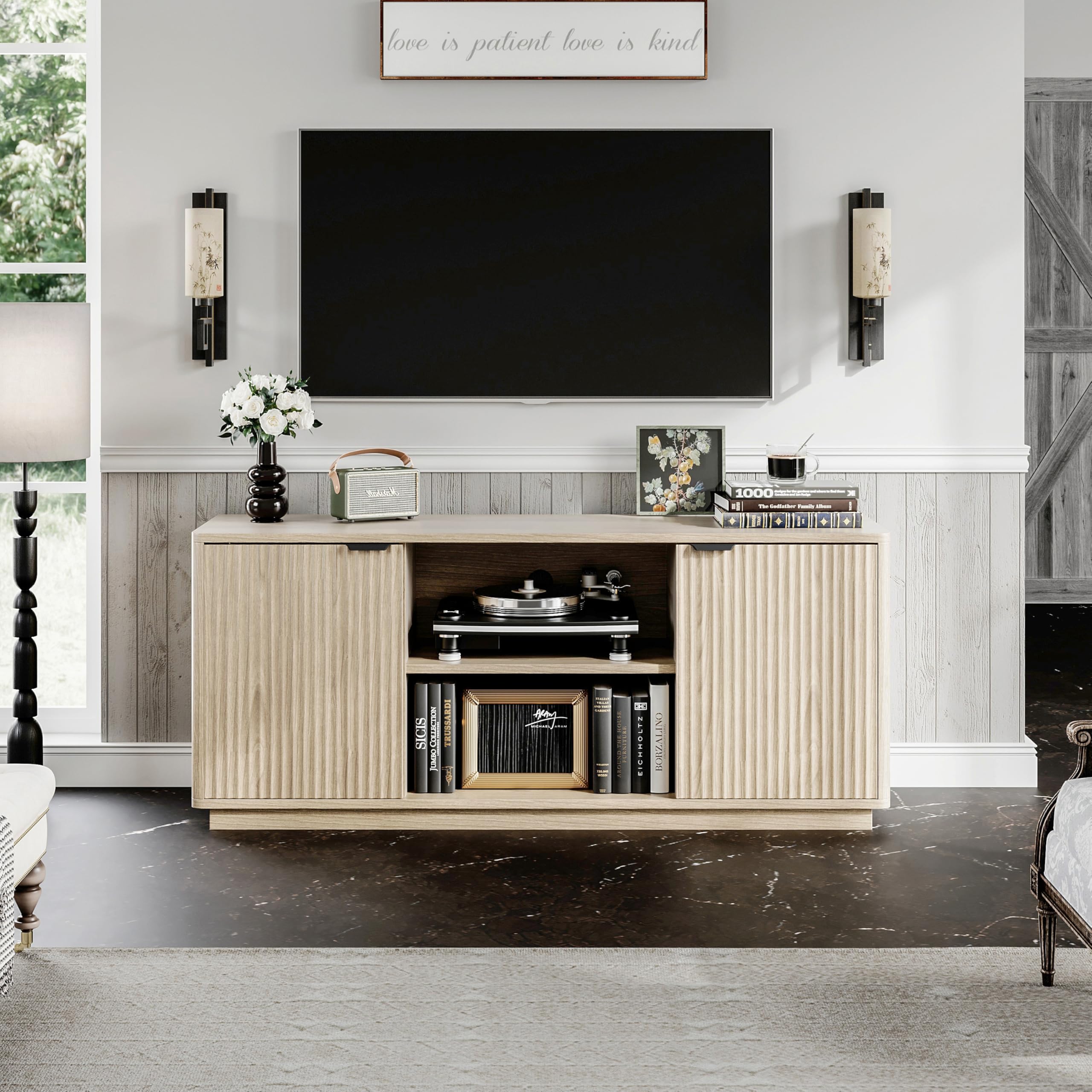 Amazon.com: LZLUOB 60'' Fluted TV Stand, Console Table, Mid