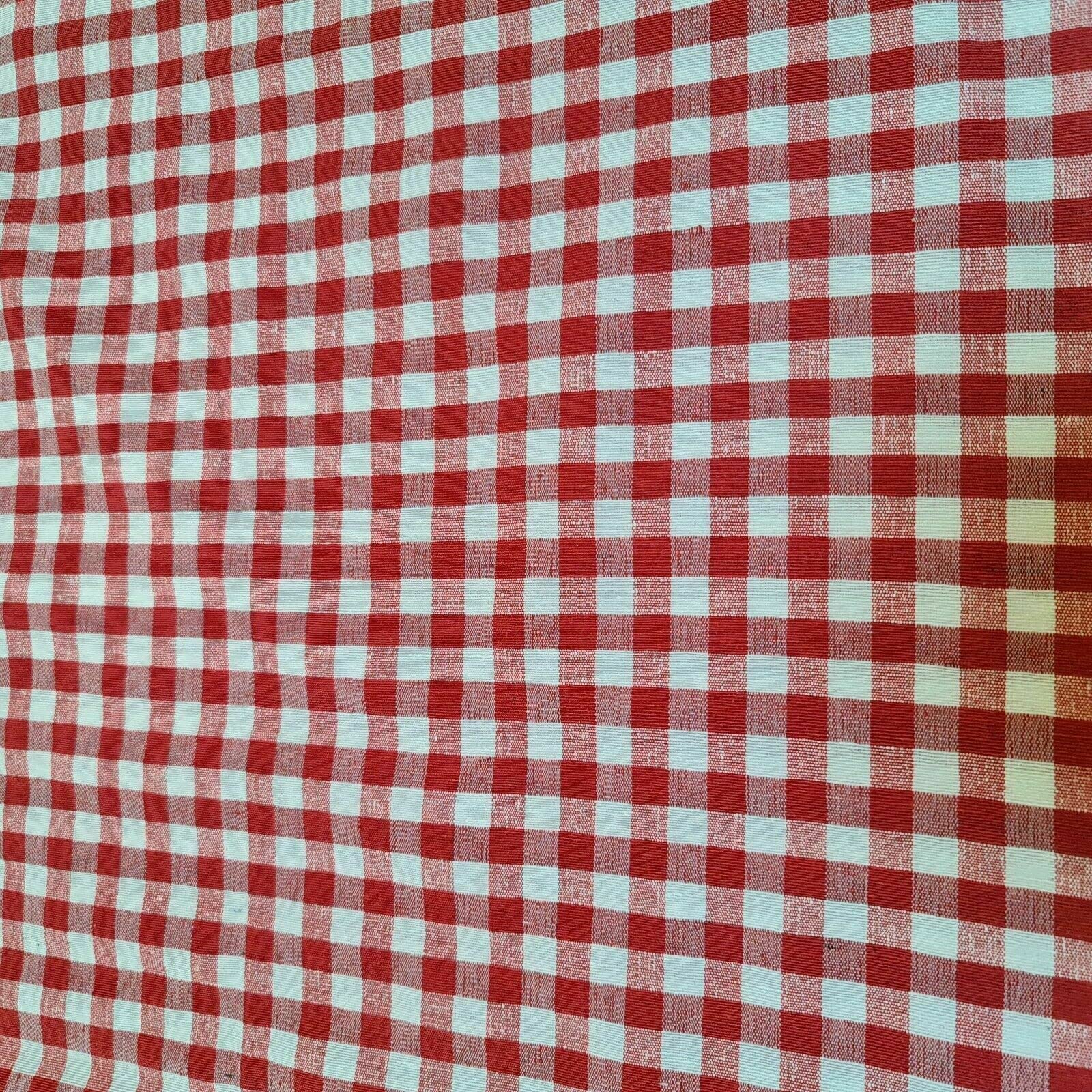 Tela de lino a cuadros Khadi de tela de lino suave a cuadros de tela Vichy de 42 pulgadas (5 metros, rojo y blanco (1/8 pulgadas)
