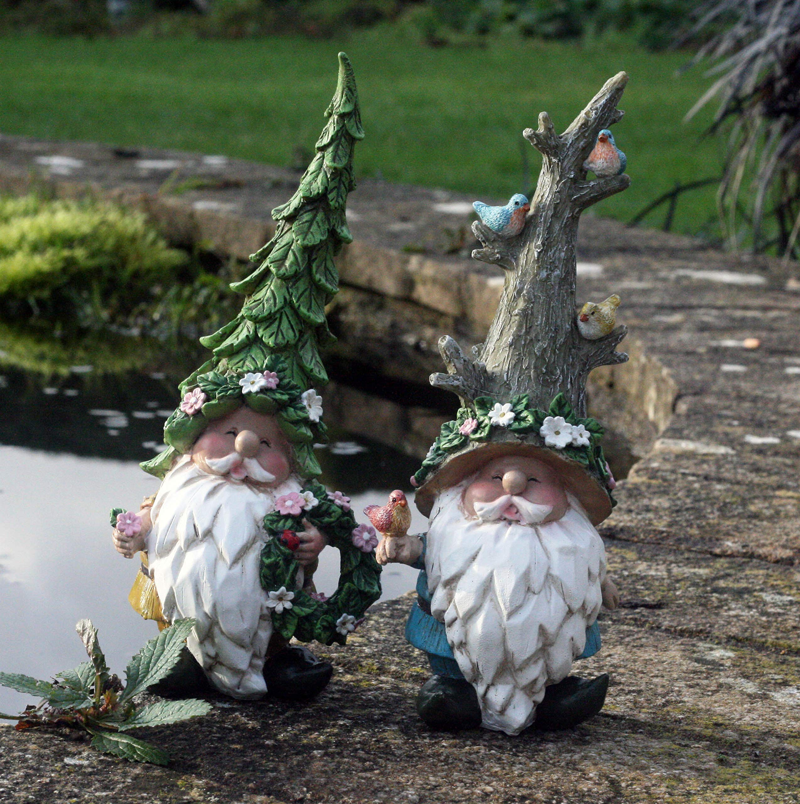 Fhfy Garden Ned And Nat Gnomes 20 Cm Ned And Nat A Pair Of Garden Ornaments, Gnome, Garden Fairy, Troll, Imp … …