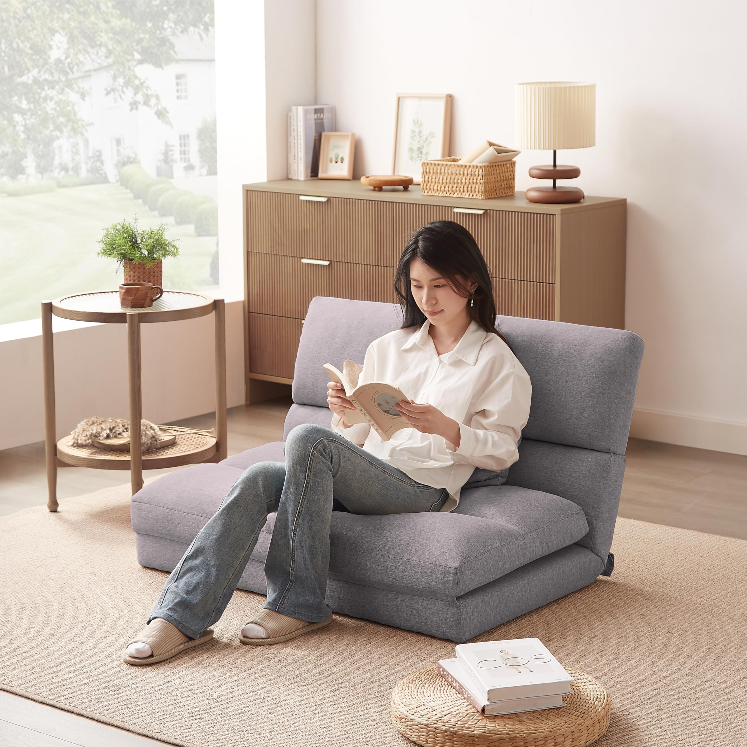 未使用　３WAYソファベッド　２人掛け　２P　クッション２個　グレーファブリック Amazon｜RASIK ソファーベッド 2人掛け 3WAY グレー ダイヤ