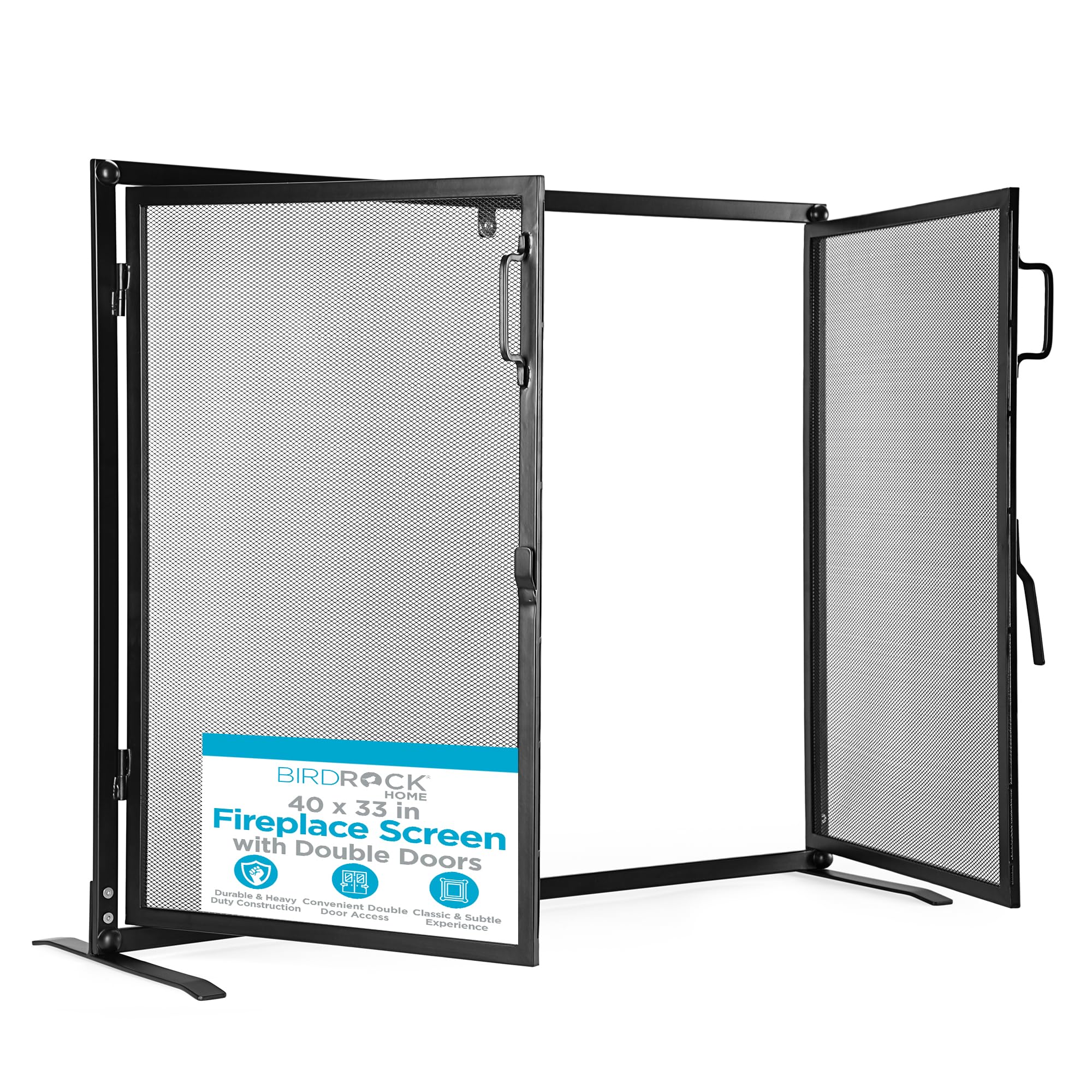 RsFiL Outdoor Fireplace Screen With Doors, Large Flat Guard Free Standing Metal Single Panel Spark Guard For Protect Baby Pet Safety, Tree Of Life Feito Na China - View #6