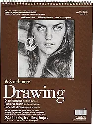 Strathmore Bloco de papel espiral para desenho médio 28 cm x 35 cm - 24 folhas - 400500