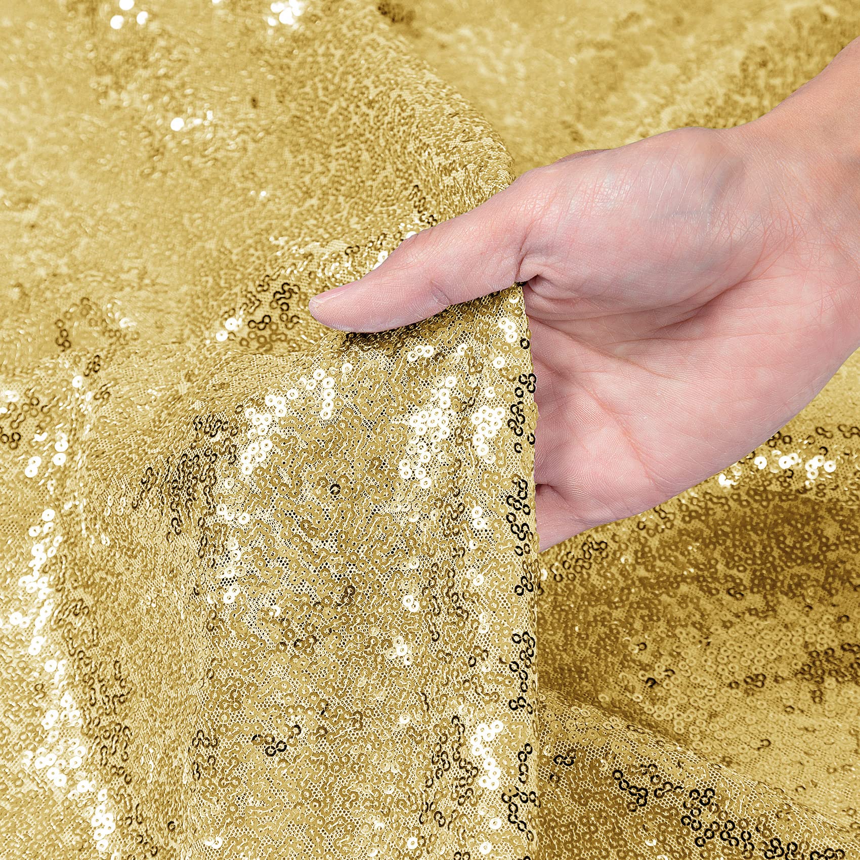 Goldene Glitzer-Hintergrundvorhänge – 2 Paneele à 15,7 X 3 M, Mit Ösen, Für Foto-Shootings & Partys