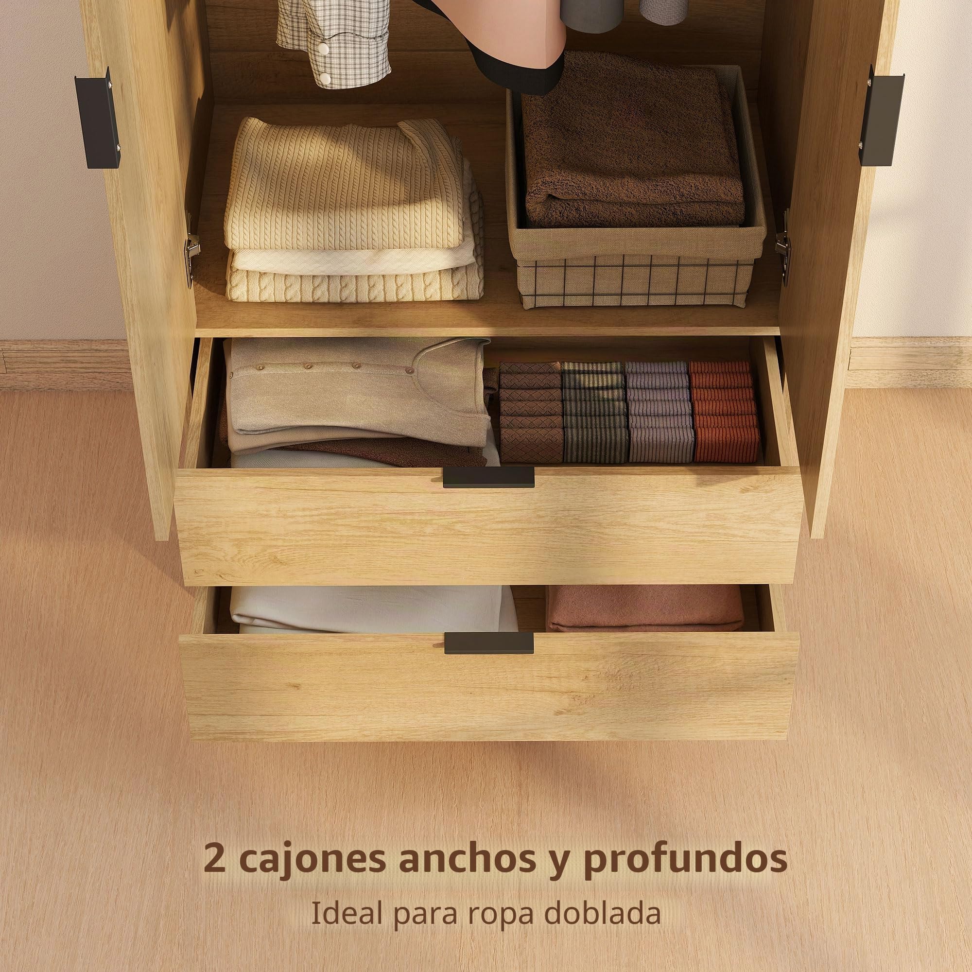 HOMCOM Armario Estriado con Puertas de Cierre Suave 71" Altura Natural