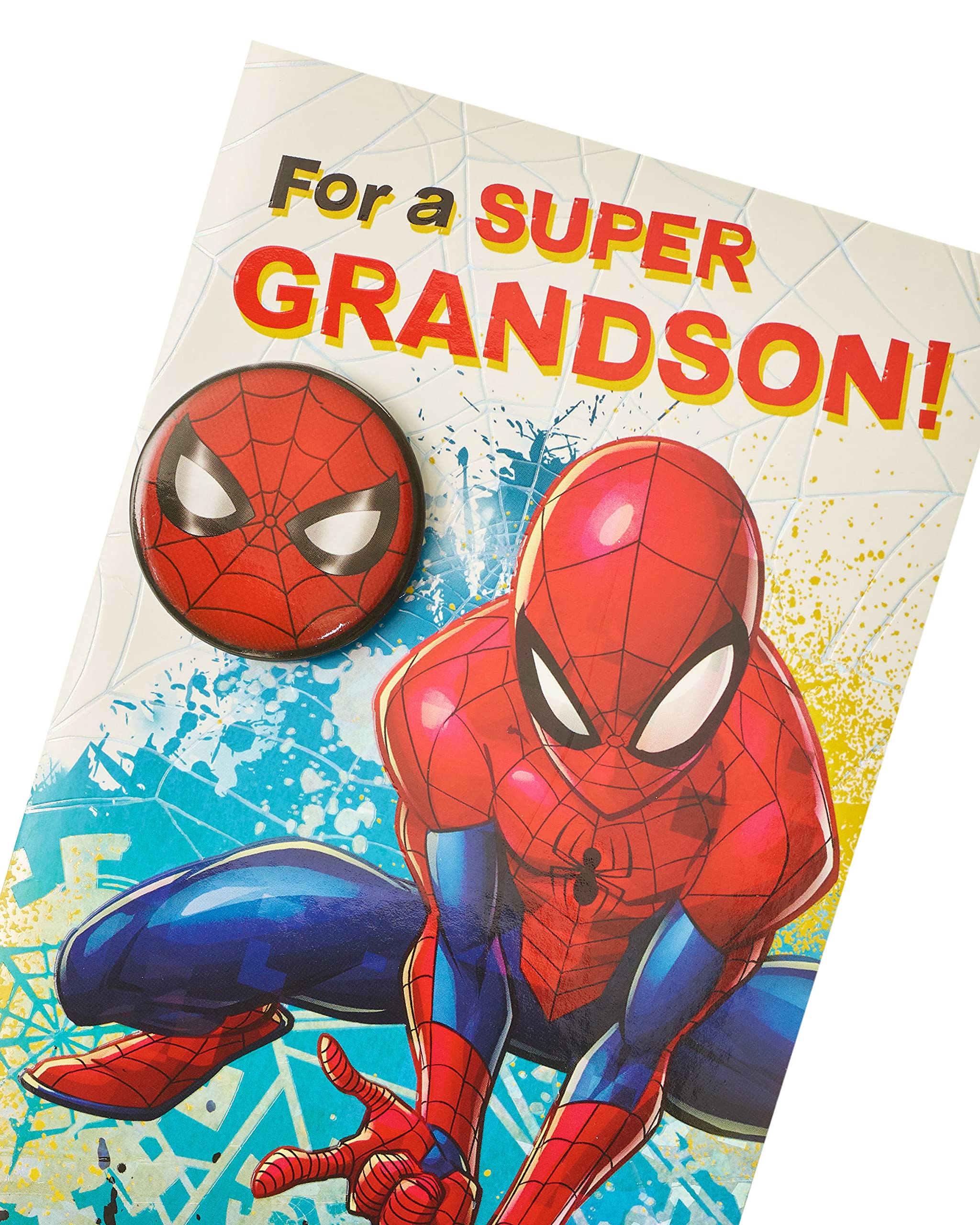 UK Greetings | Marvel 5th Birthday Card For Him/Boy | Happy Birthday Gifts | Him, Boys, Men | Spiderman Design | With Badge & Envelope | 127 X 235 Mm