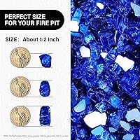 Vista 2 de NUPICK Vidrio de Fuego de 20 Libras, Vidrio de Fuego Reflectante de 1/2 Pulgada, Compatible con Vidrio para Fogata y Vidrio de Chimenea, Azul