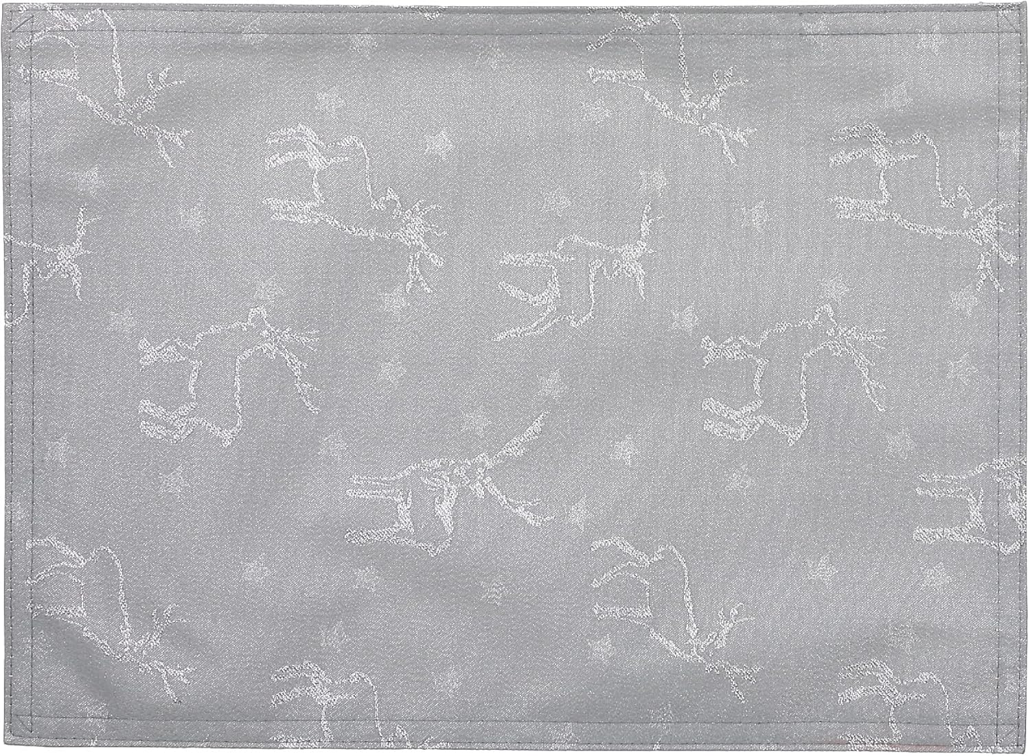 ih casa décor Lurex (Silver Reindeer) Set of 12 placemats