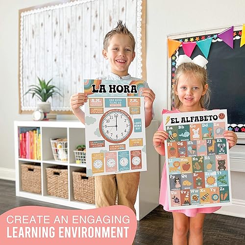 Miniatura 6 de Hadley Designs Decoraciones de aula española  12 carteles en español para aula primaria, Abecedario para niños en español, carteles educativos