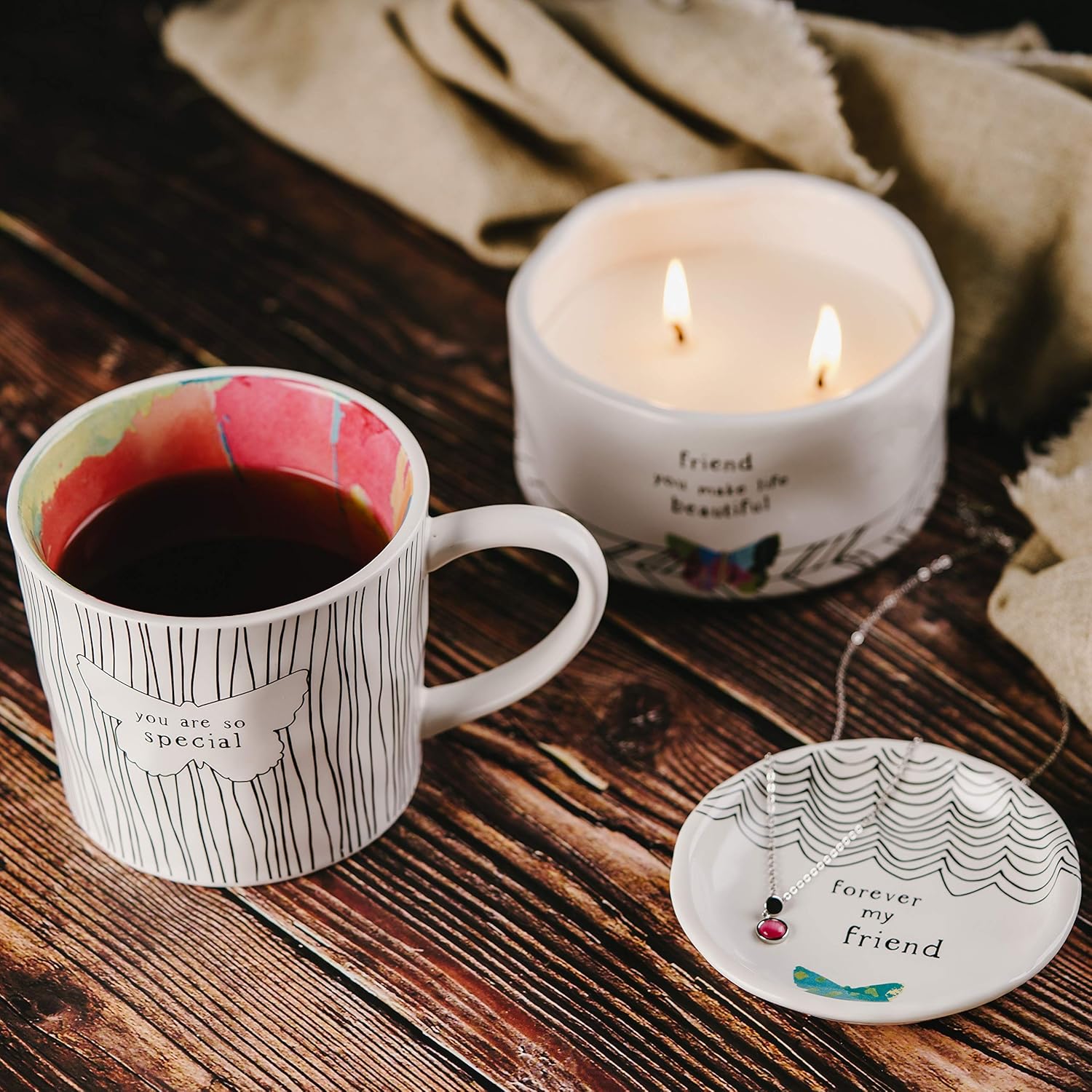 Friend You Make Life Beautiful - Double Wick Butterfly Candle in Ceramic with 100% Soy Wax & Cotton Wicks - Tranquility Scent - Image 7