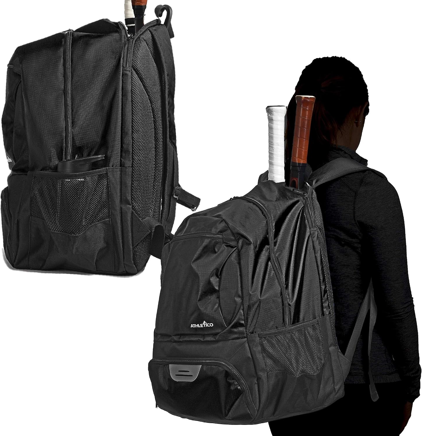 Athletico Premier Tennis Backpack - Tennis Bag Holds 2 Rackets in Padded Compartment | Separate Ventilated Shoe Compartment | Tennis Bags for Men or Women