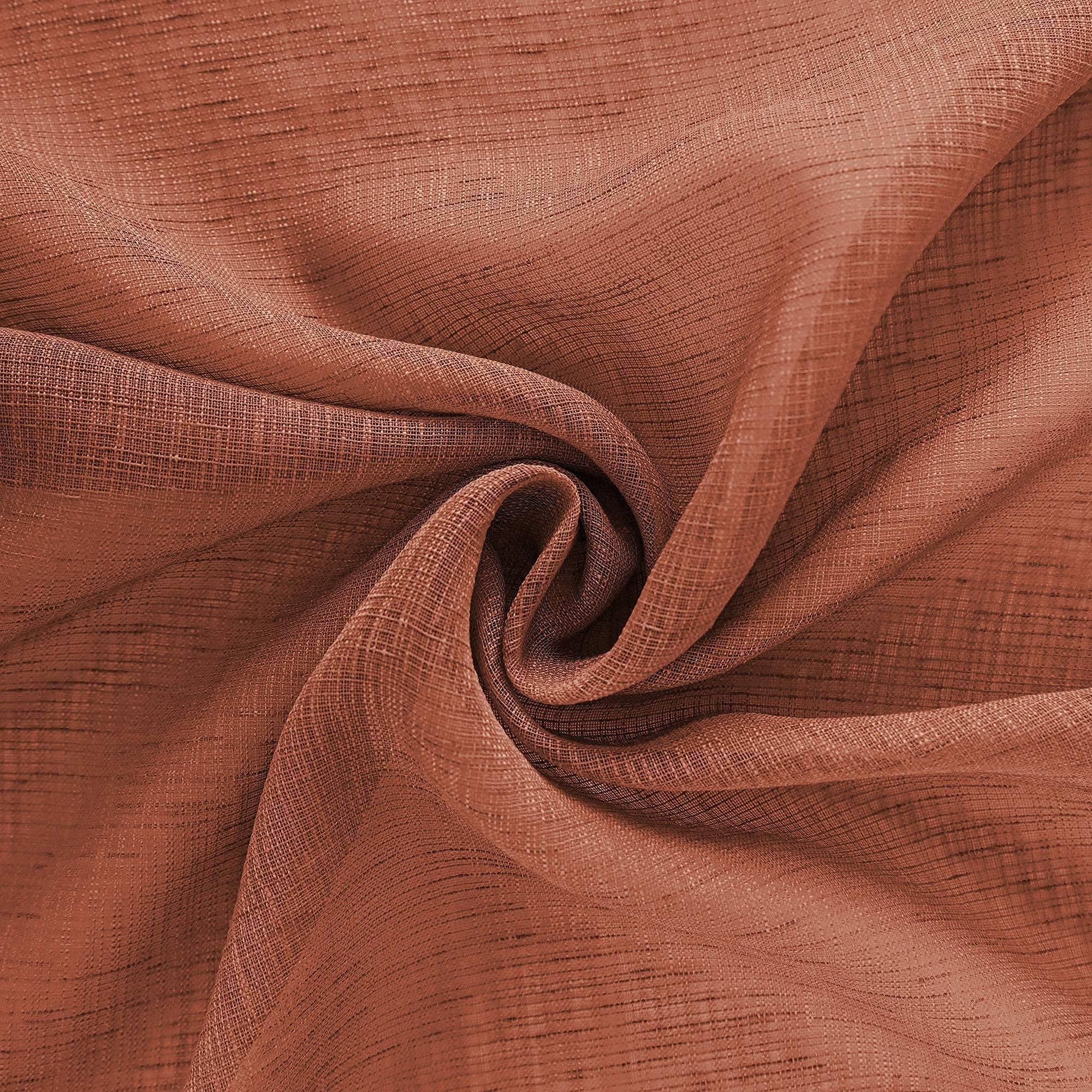 Lot de 2 Rideaux Semi-Transparents en Lin synthétique avec Passe-Tringle pour Chambre à Coucher et Chambre à Coucher (Terre Cuite) – 213 x 213 cm de Long – Orange brûlé