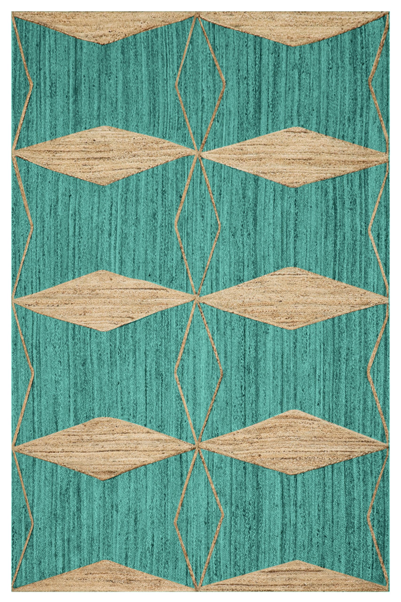Tapis tissé à plat en jute naturelle 61x91cm style bohème chic pour entrée, cuisine et buanderie